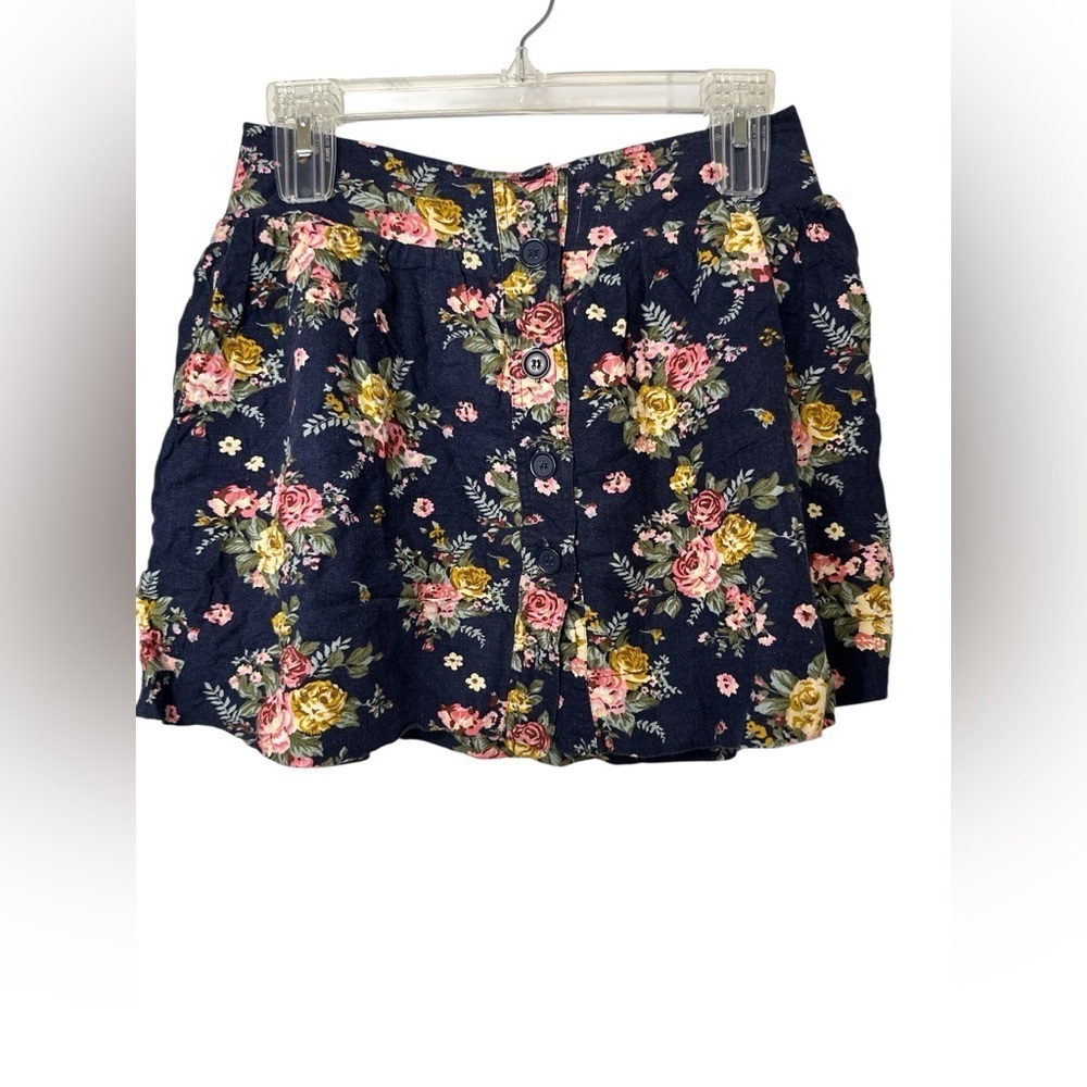 Forever 21 Floral Button-Up Mini Skirt Linen Blend Medium